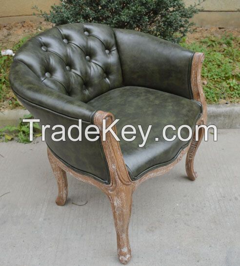 Modern Dining Room Chair Wooden Frame Relax Black, Single Leather Chair