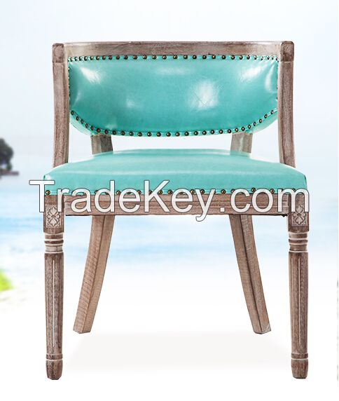 Hot sale solid wood pu leather restaurant antique dining chair