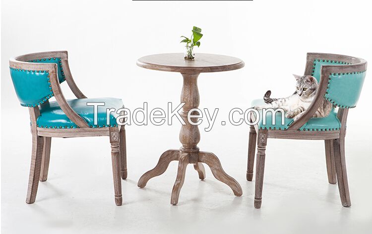 Hot sale solid wood pu leather restaurant antique dining chair