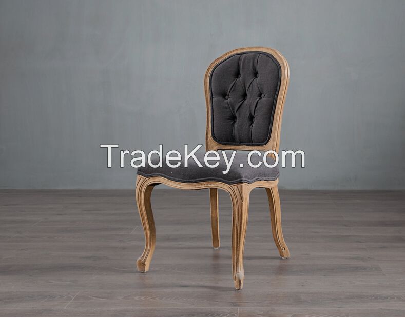 French country style restaurant button design wooden dining chair