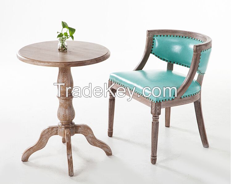 Hot sale solid wood pu leather restaurant antique dining chair