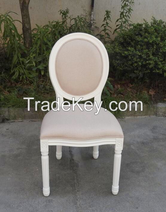 Classic Solid Wood Oak Dining Chair French Vintage Upholstered Fabric Side Chair used for hotel chair or rental