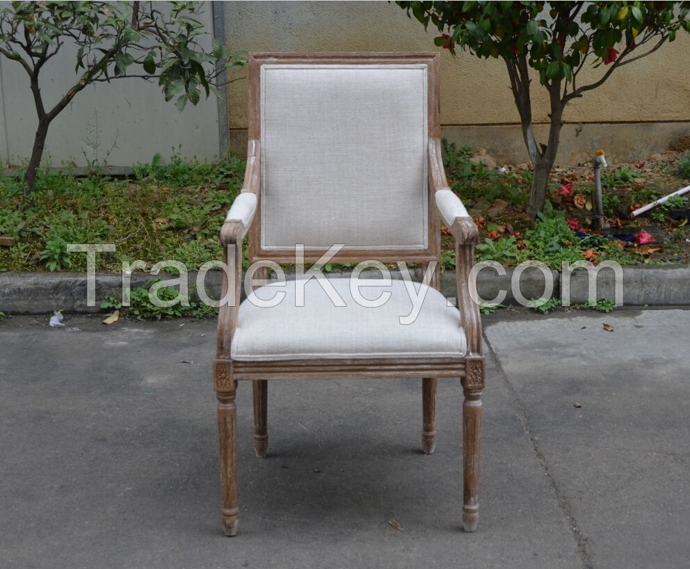 Wholesale french solid wood antique upholstery square back dining chair
