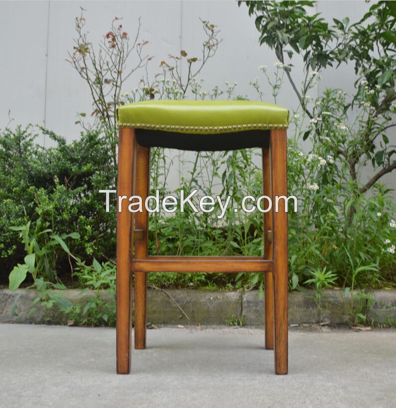 Wholesale pu leather seat chair french provicial vintage wood bar chair