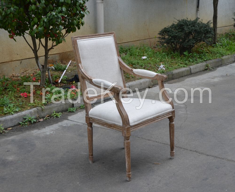 Wholesale french solid wood antique upholstery square back dining chair