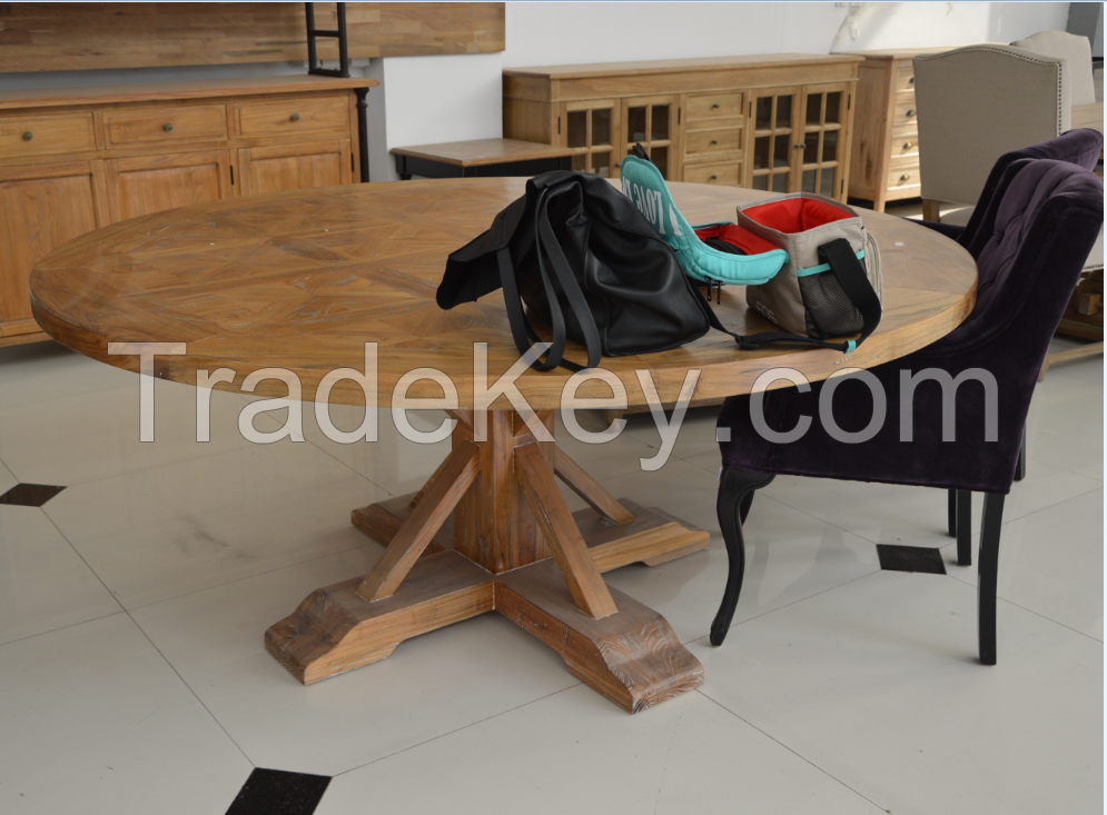 latest French designs of round wooden dining tables, solid wood table