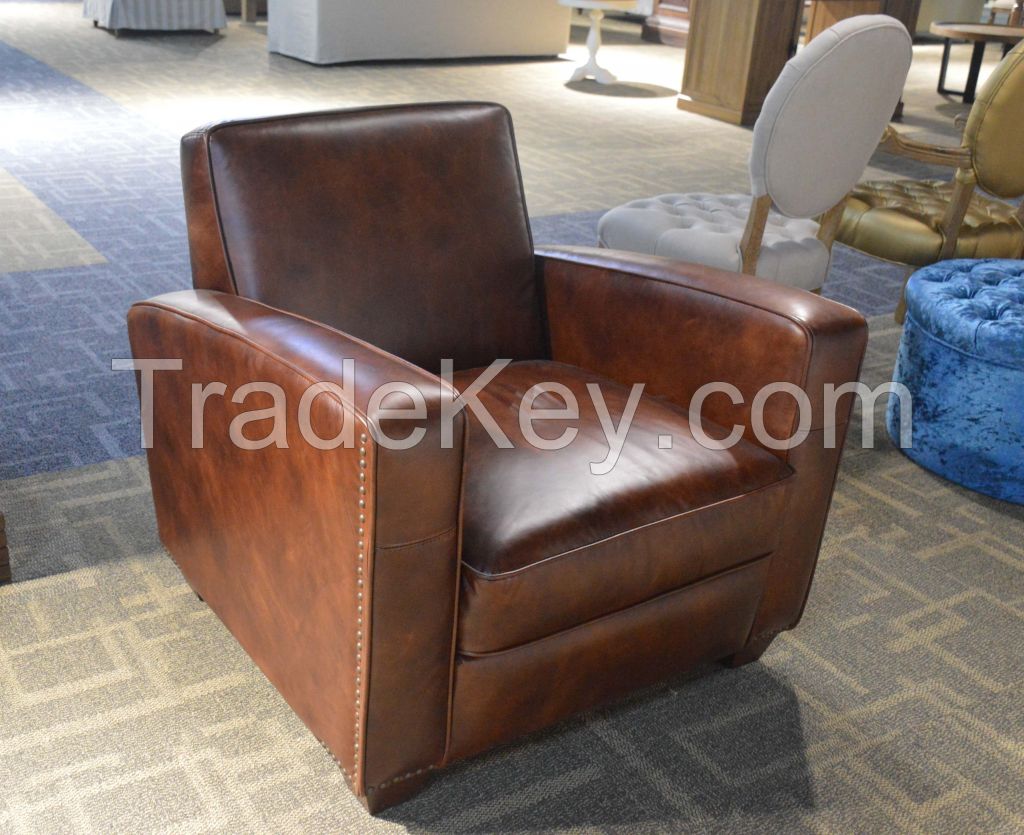 Living Room Sofa/European Living Room Leather Sofa,Real Leather Singel Seat Sofa