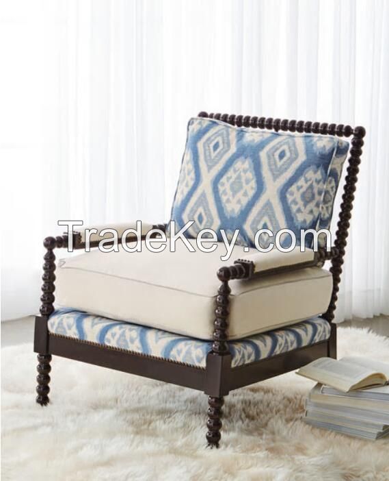 Europe style solid oak wood frame wedding style design vintage arm living chair living room chair with upholstery seat cushion