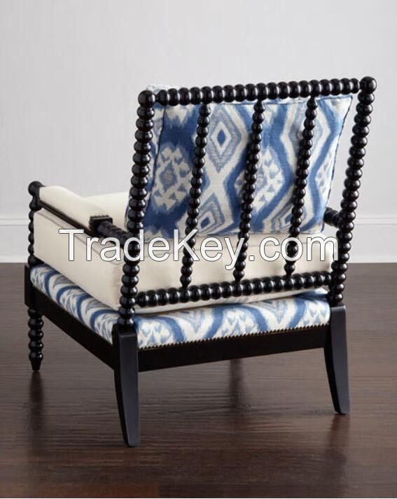 Europe style solid oak wood frame wedding style design vintage arm living chair living room chair with upholstery seat cushion 