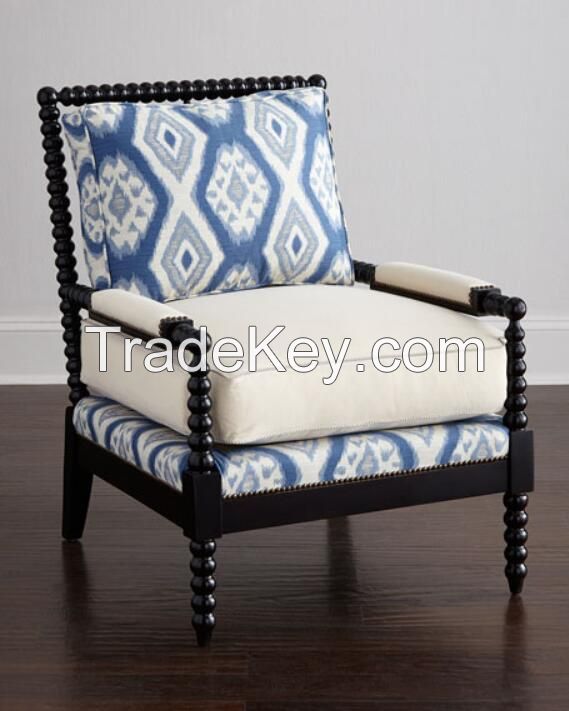 Europe style solid oak wood frame wedding style design vintage arm living chair living room chair with upholstery seat cushion 