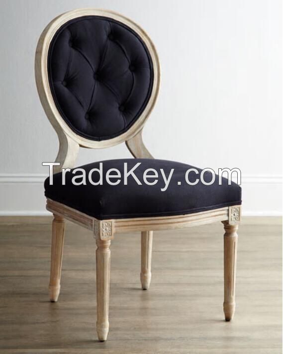 Louis Medaillon reproductionChair Round Back oak Wood Dining Chair Armless Upholstered Dining Chair
