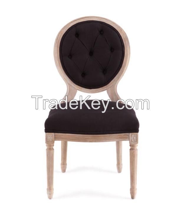 Louis Medaillon reproductionChair Round Back oak Wood Dining Chair Armless Upholstered Dining Chair