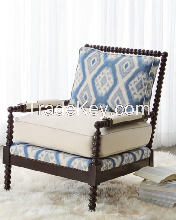 Europe style solid oak wood frame wedding style design vintage arm living chair living room chair with upholstery seat cushion 