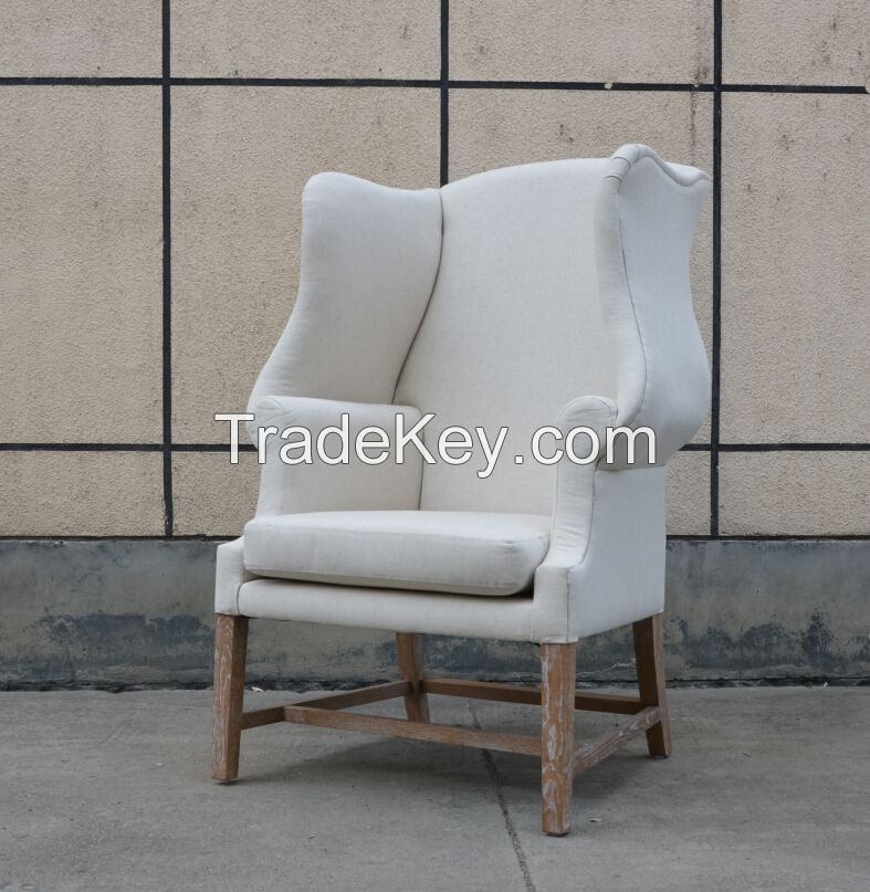 French furniture wooden country style antique wing back armchairs
