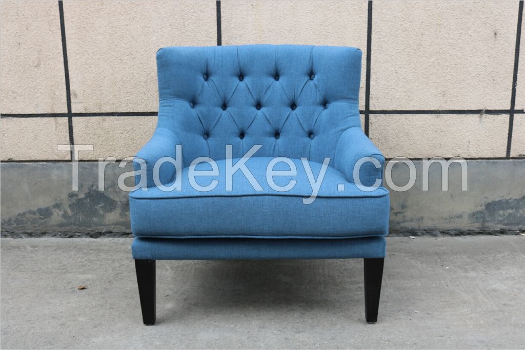 New design hotel classical living room wooden sofa buttoned armchair