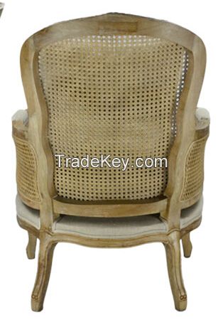 French Provincial Rattan Design Wooden Living Room Armchair