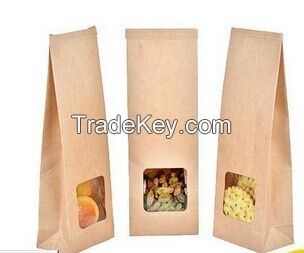 stand up food paper packaging bag with window