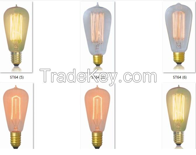 ST64 Thomas Edison Carbon filament bulbs lighting retro wall lights 15w e27 lamps edison style incandescent bulb