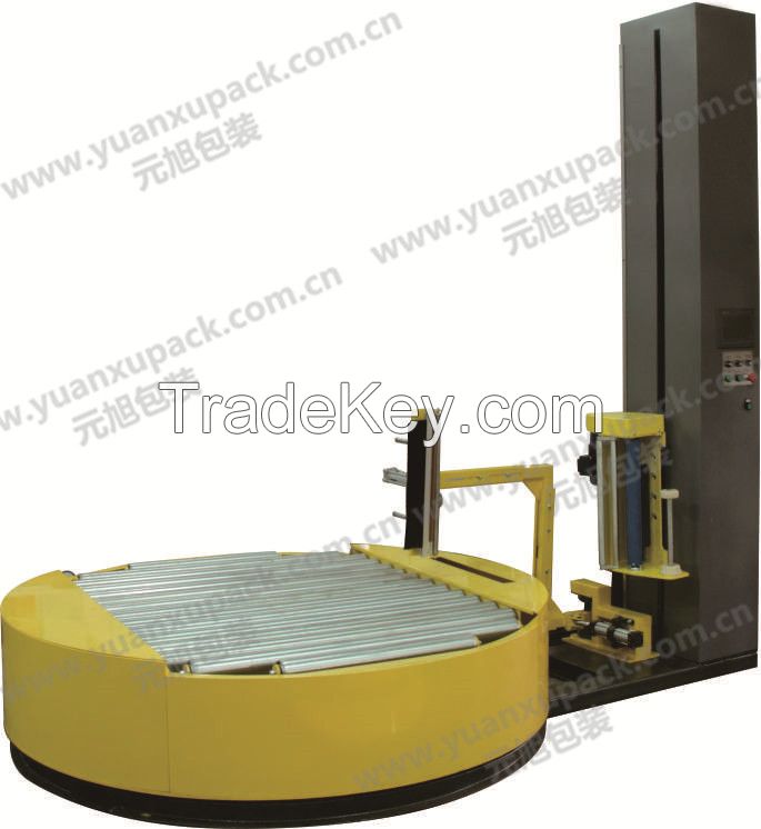On-line pallet wrapping machine