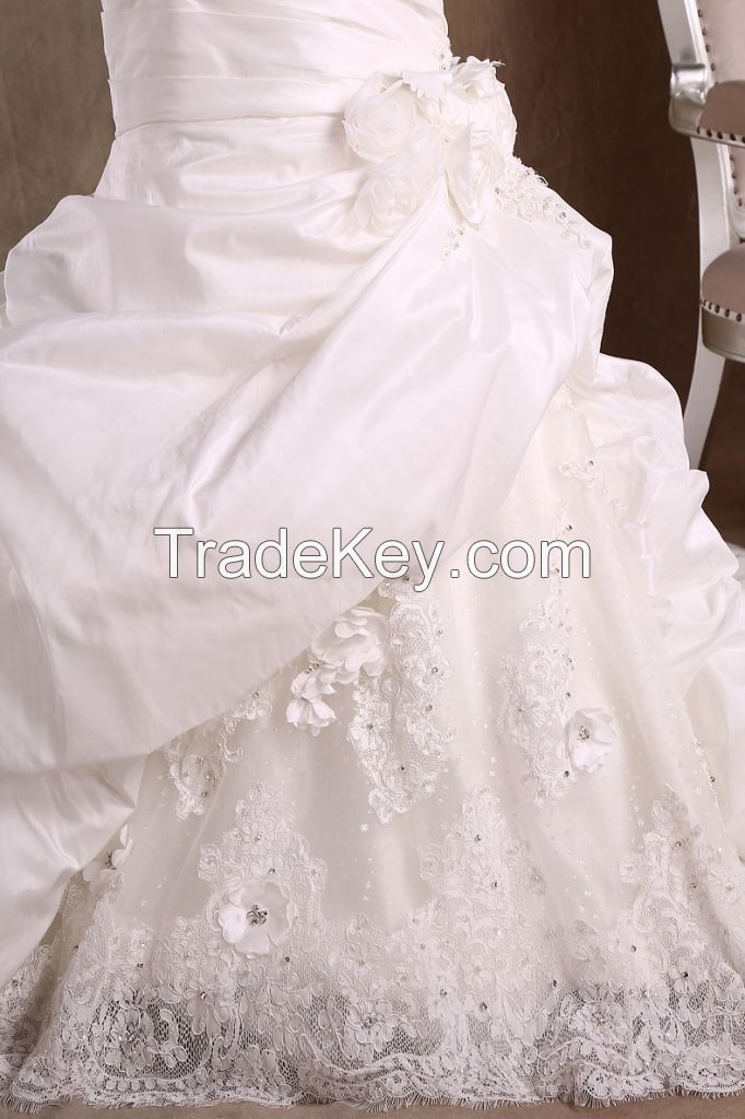 Elegant Mermaid One Shoulder Taffeta Wedding Dresses with Flowers