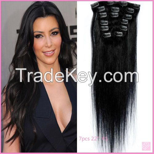 18" #1 silk straight brazilian clip in hair extension