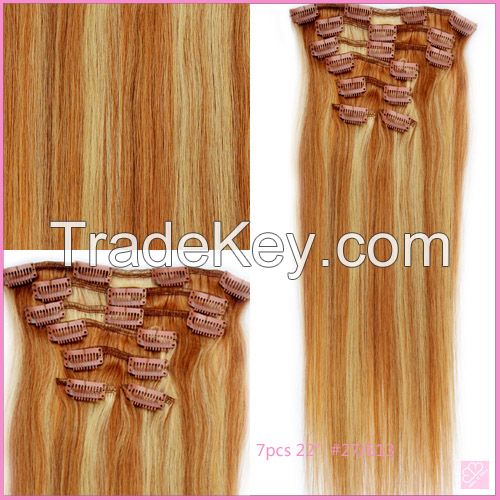 #18/613 22" silk straight brazilian clip in hair