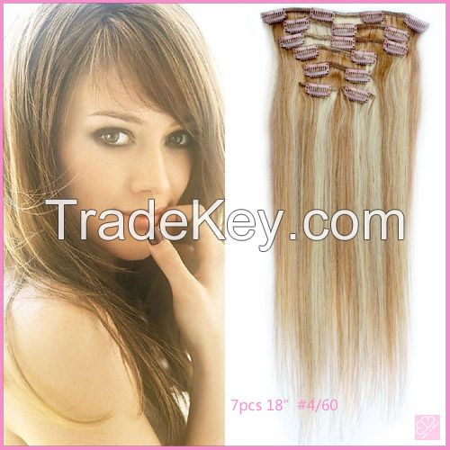 18" silk straight hair brazilian human clip in hair