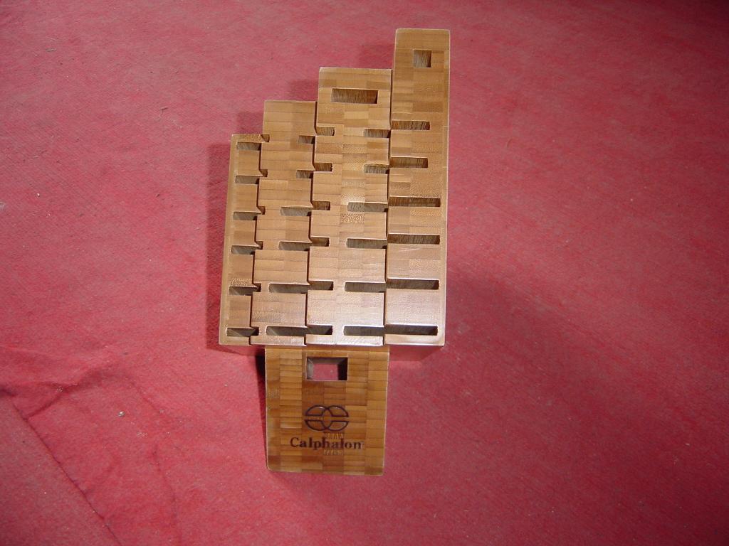 four deck bamboo knife block.