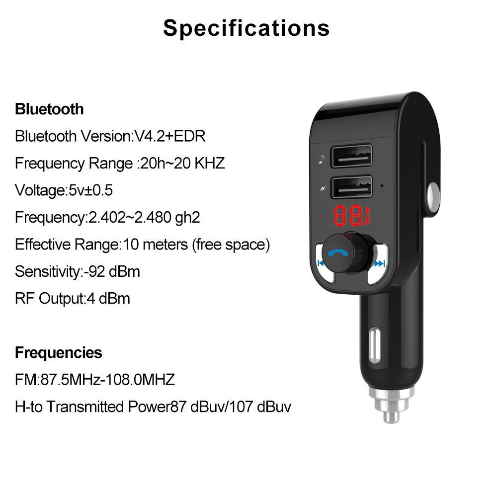 Unique Design Bluetooth Car FM Transmitter Music Modulator Car Kit Hands Free Call With U Disk /TF Card