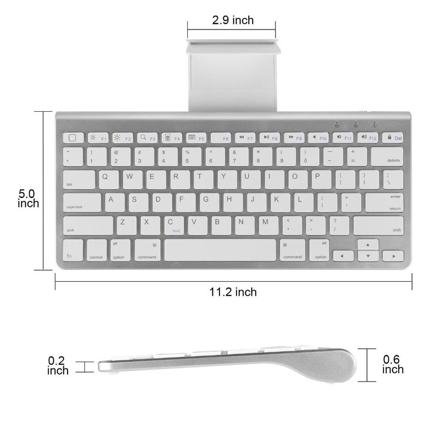 Ultra Slim Sliding Stand Universal Wireless Bluetooth Keyboard Compatible Apple iOS iPad Pro Mini Air iPhone, Android Galaxy Tab Smartphones, Windows PC