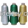 Metallic Embroidery Thread with Polyester or Rayon Core Yarn (Silver, Gold and Colors)