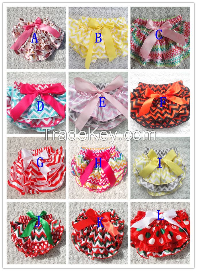 baby satin ruffles bloomers shorts with ribbon bow kids skirt diaper covers
