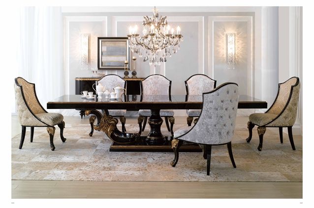 Large table dining table solid dining table antique dining table 8 black dining table TN-005L