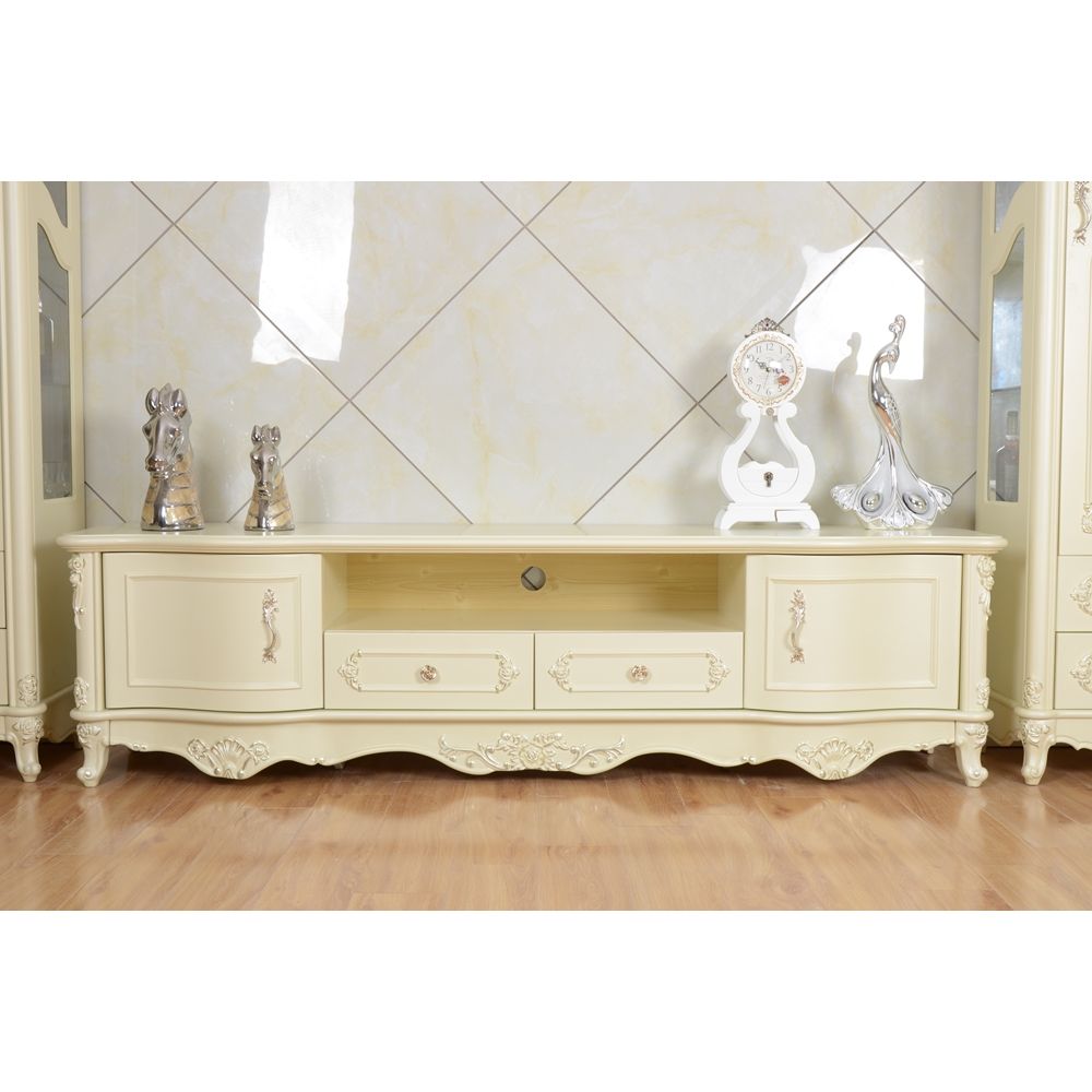 European Palace Style Solid Wood TV Cabinet With Drawers