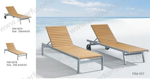 Outdoor furniture plastic wood sun lounge beach chair garden wood lounger wood plastic decking FSM-007