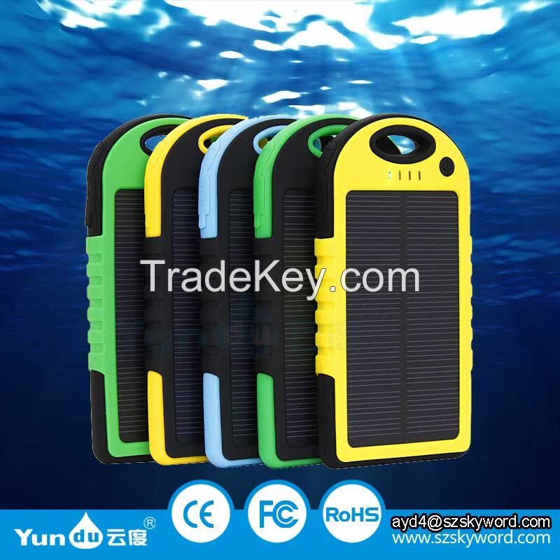 New products for 2015 solar power bank 5000mAh portable solar panel solar charger