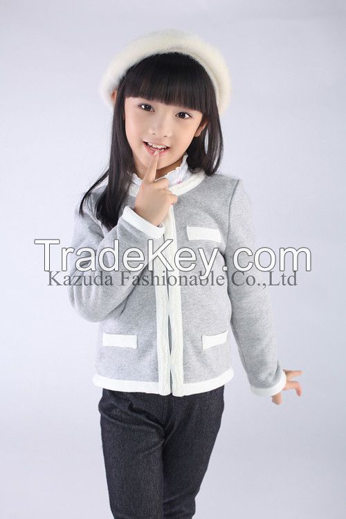 Lovely casual white and black contrast color 100% cotton kids' sweater