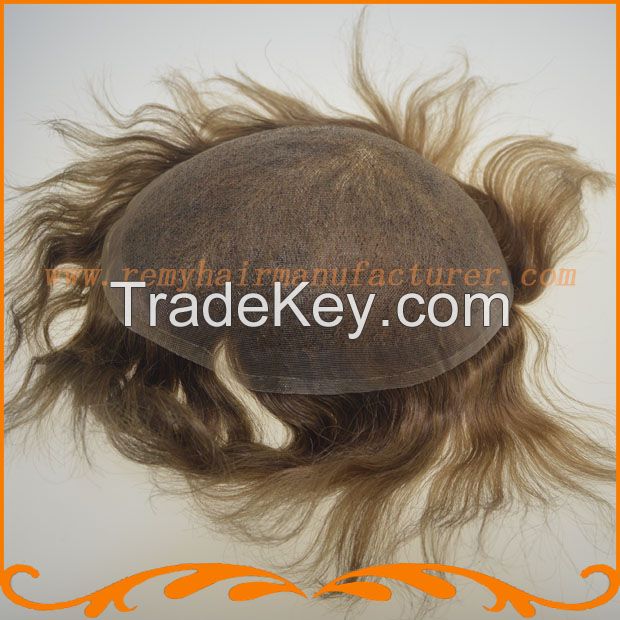 New arrival , 100% indian remy hair all 0.12 lace hair replacement men toupee