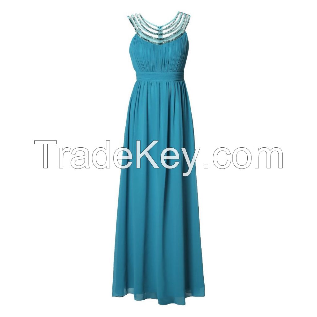 Elegant evening dress with Biesen falten on the front yoke, made from