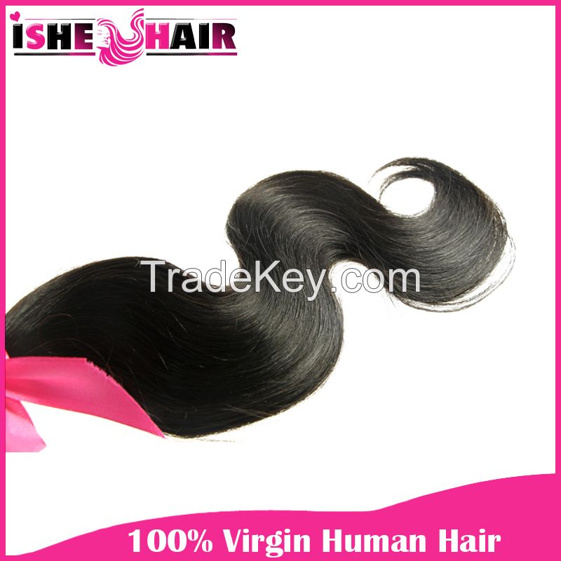 Hot Fashion Popular Brazilian Virgin Human Hair Extensions Body Wave 1pc 2pc 3pcs lot  1B Weave Beauty US Free Shipping