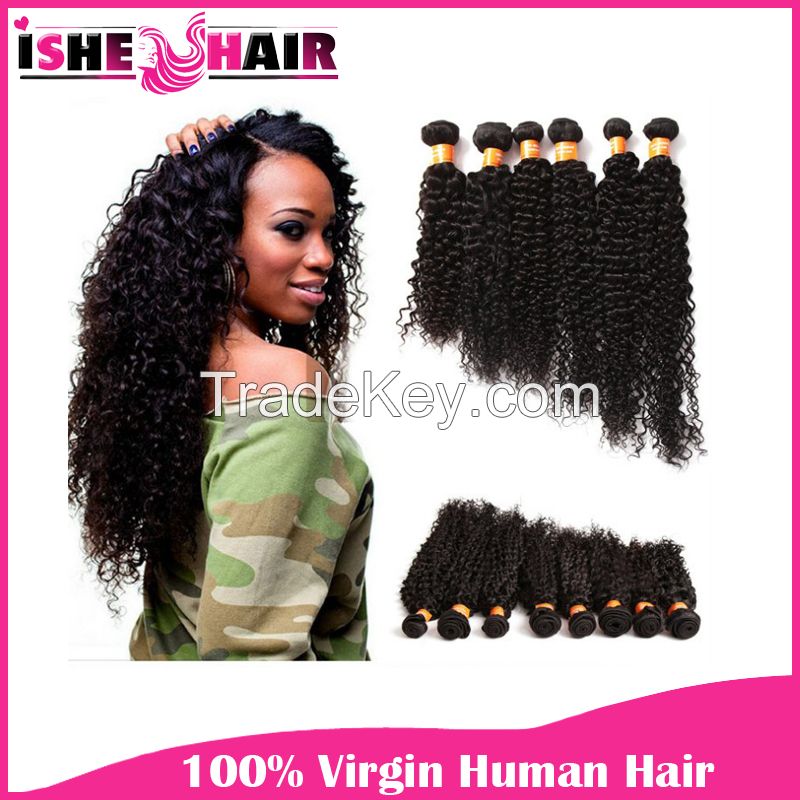 Popular 6A Brazilian Virgin Human Hair Extensions Kinky Curly Wave 1 2 3 lot Black Weave Beauty US 