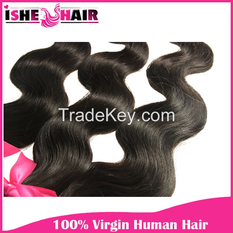 Hot Fashion Popular Brazilian Virgin Human Hair Extensions Body Wave 1pc 2pc 3pcs lot  1B Weave Beauty US Free Shipping