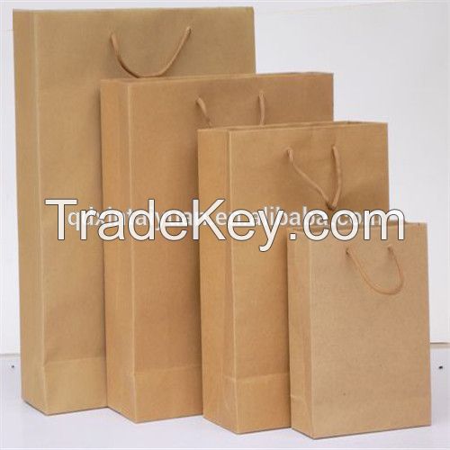 Brown Kraft Cheap Paper Bags / Flat Handle Nature Kraft Paper Bags