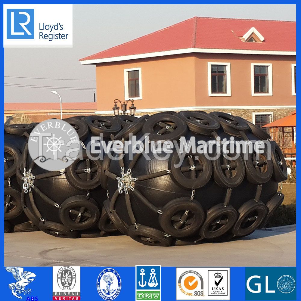 Pneumati rubber fender with chain and tire