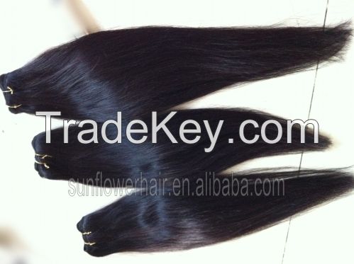Top grade natural black brazilian virgin hair extension in straight