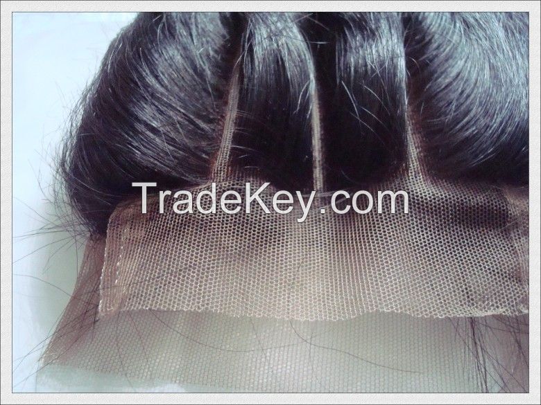 Virgin brazilian hair lace closure size 4"x4" three part style