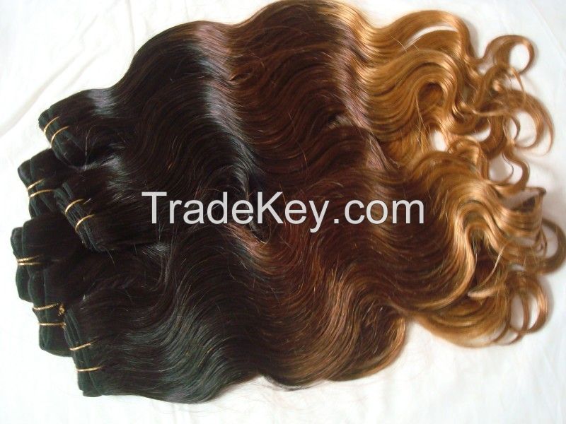 Best quality brazilian ombre hair weave in body wave color #1b/4/27