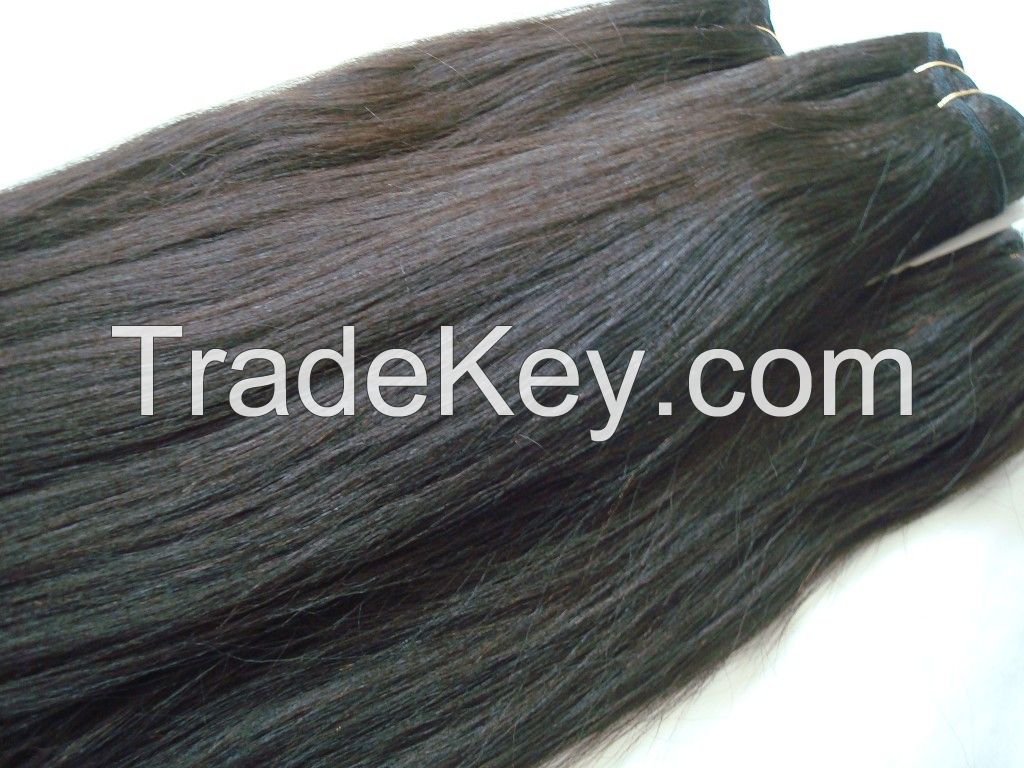 Virgin malaysian hair weft in yaki style natural black