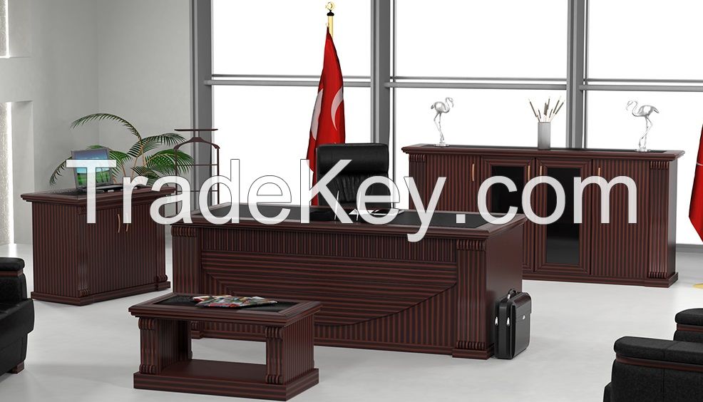 Big size wooden director desk, CEO office furniture set
