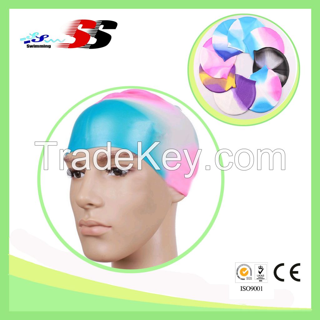 Custom Made Logo Silicone Waterproof Swimming Cap for Adults and Kids